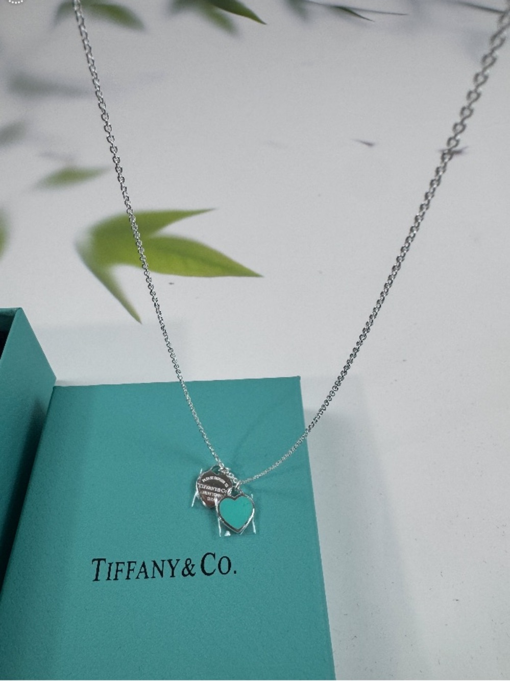 Tiffany & Co. Sterling Silver Necklace with Turquoise Heart Charm